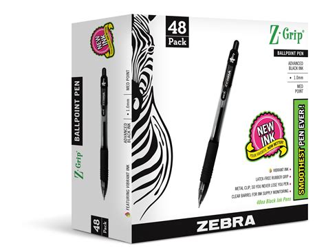 Zebra Pen Z Grip Retractable Ballpoint Pen 10mm Black Ink 48 Pack