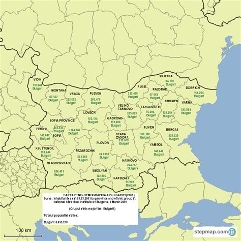 Stepmap Harta Etno Demografica A Bulgarilor In Bulgaria 2001 Landkarte Für Bulgaria
