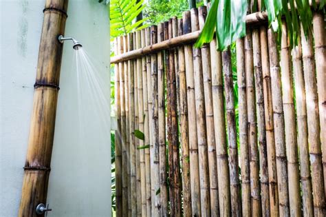 Free Photo Entrance To A Bamboo Shower