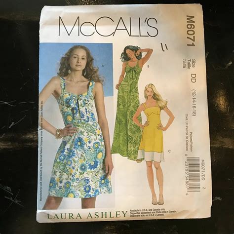 Mccalls M6071 Sewing Pattern Laura Ashley Misses Dress In 2 Lengths Sz