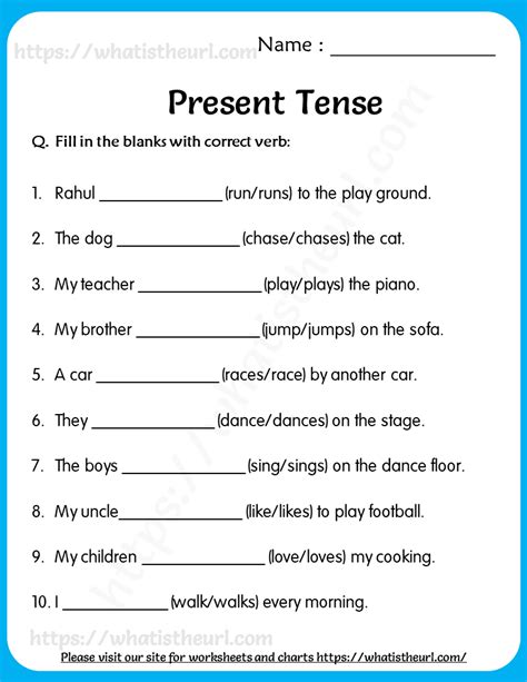 Verbs In Present Tense Worksheet