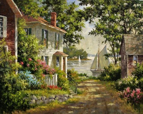 Artist Gary Shepard 24x30 Sailors Cove Oil Painting The Wright Gallery