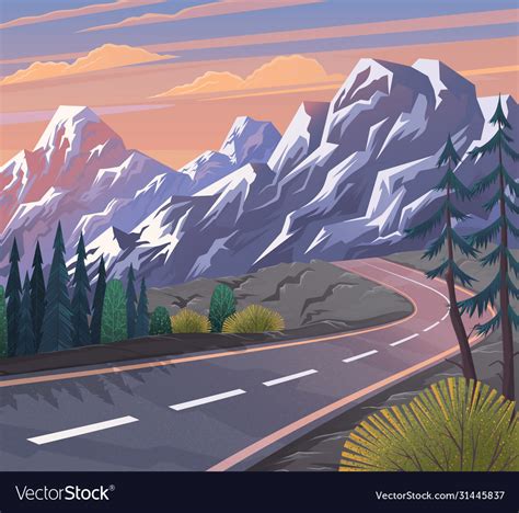 Road To Mountain Scenic Landscape With Royalty Free Vector