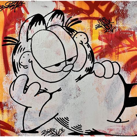 Painting Garfield On Graffiti Wall By Oneack Carré Dartistes