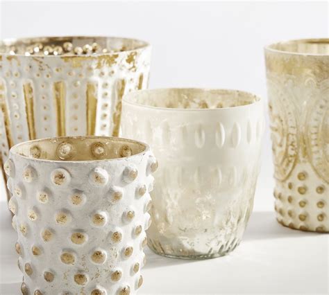 Eclectic Mercury Votive Holders Set Of 6 Gold Candle Holder Pottery Barn