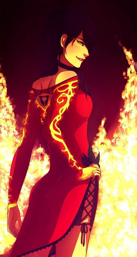 An Anime Character Standing In Front Of Fire