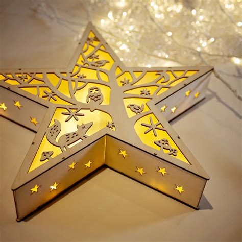 Winter Night Wooden Star Led Ornament By Spotted