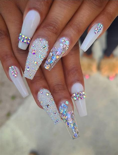 Comfortable Acrylic Bling Coffin Nails Art Designs In 2020 Summer