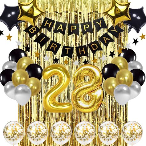 Buy Th Birthday Decorations Black And Gold Happy Birthday Banner Number Birthday Balloons
