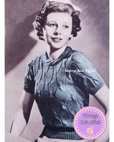 1930s Ladies Cable Stitch Jumper Vintage Knit Affair