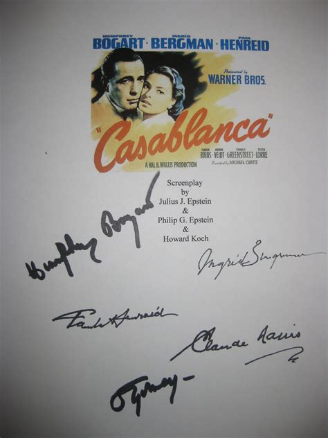 Casablanca Signed Movie Film Script Screenplay Autographs Etsy