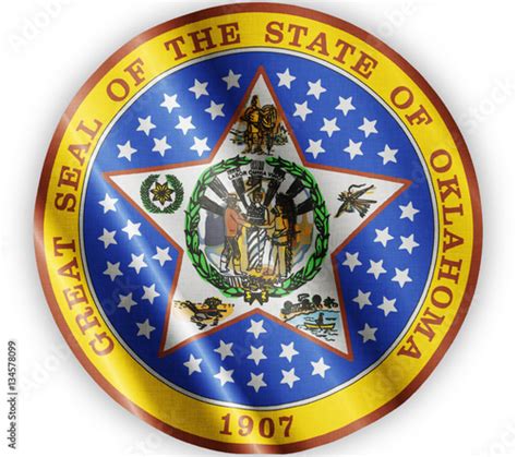 Oklahoma Seal Waving Flag Close Stock Photo And Royalty Free Images