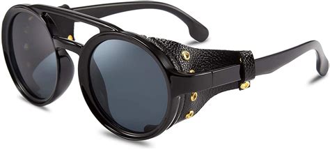 Feisedy Retro Round Steampunk Sunglasses Women Men Vintage Eyewear Light Plastic Frame With