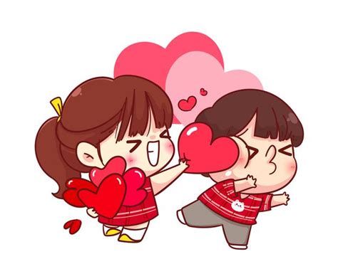 Free Vector Cute Girl Gives Her Heart To Her Boyfriend