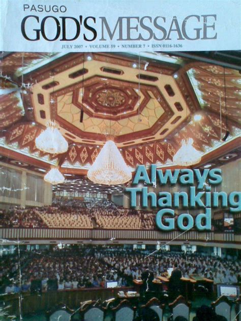 Iglesia Ni Cristo Pasugo Gods Message Front Cover July 2007