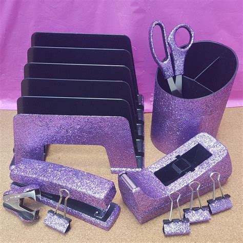 Light Purple Glitter Office Supplies 10 Piece Set School Etsy