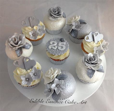 Silver Wedding Anniversary Cupcakes Decorated Cake By Cakesdecor