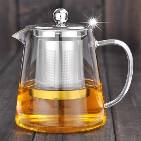 Good Clear Borosilicate Glass Teapot With 304 Stainless Steel Infuser Strainer Heat Green Tea