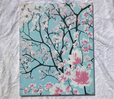 Kiss Me Under Cherry Blossoms 16x 20 Stretched Etsyde