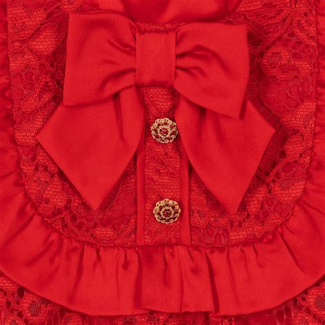 Patachou Girls Red Satin And Lace Dress Childrensalon Outlet