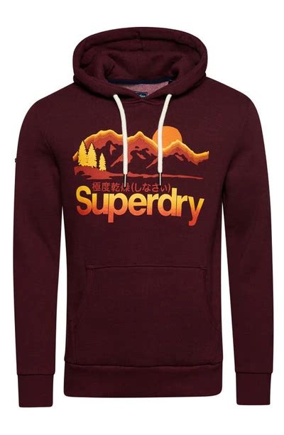Superdry Mens Vintage Core Logo Great Outdoors Hoodie Red Deepest