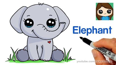 How To Draw An Elephant Easy Youtube Elephant Drawing Baby Animal Drawings