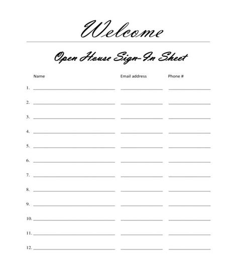 FREE Real Estate Open House Sign In Sheets In PDF