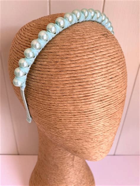 Pearl Bridal Headband Pearl Headband Mint Pearl Headpiece Etsy Uk