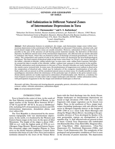 Pdf Soil Salinization In Different Natural Zones Of Intermontane
