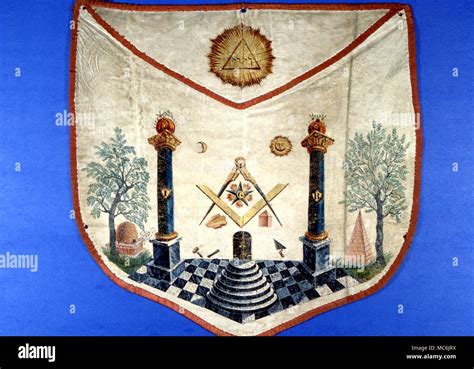 Masonic Apron The Two Pillars Of Jachin And Boaz Painted On An Early