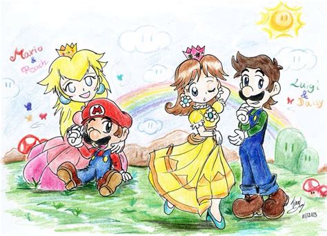Mario Peach Luigi And Daisy Super Mario Art Luigi And Daisy Mario