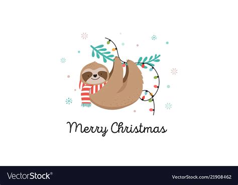 Download Cute sloths funny christmas with Royalty Free Vector Image