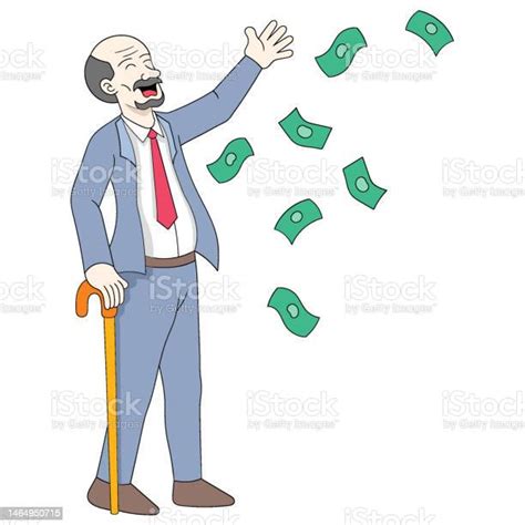 Successful Old Man Was Wasting Money Stock Illustration Download