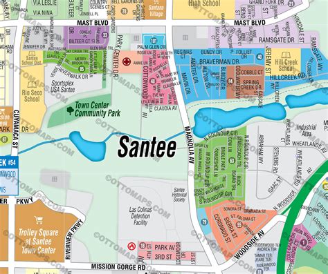 Santee Map San Diego County Ca Otto Maps