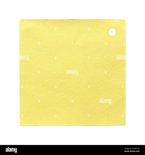 Yellow Blank Paper Note Memo With A Punch Hole Isolated On White