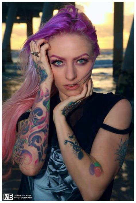 pin on purple hair and tattoos