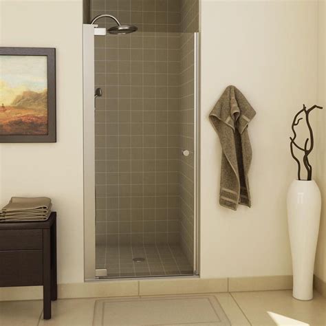 Maax Insight 33 1 2 In X 67 In Swing Open Semi Framed Pivot Shower Door In Chrome With 6 Mm