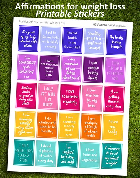 Weight Loss Stickers Printable Sticker Sheet Affirmation Etsy Uk