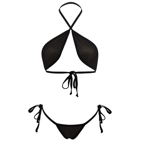 Buy Fishnet Bikini Sheer Mini Micro Bikinis See Thru Wrap Around Top Brazilian G String Thong