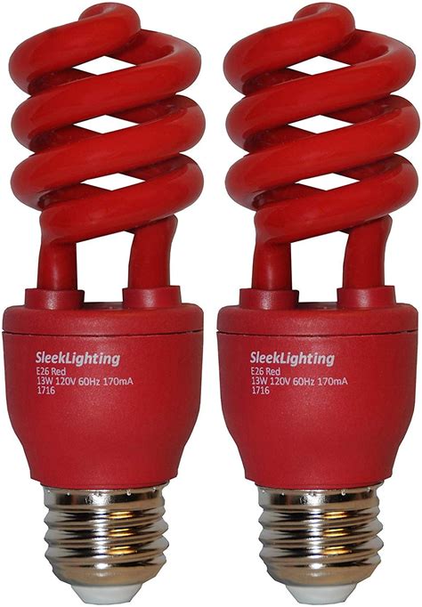Sleeklighting 13 Watt Red Spiral Bug Cfl Light Bulb 120volt E26 Medium