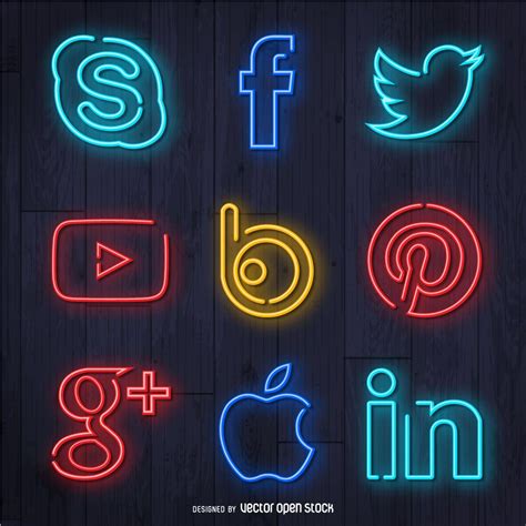 Neon Social Media Icons
