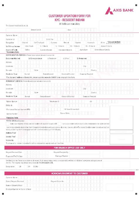 Let's get your paperwork in order. PDF Axis Bank Re-KYC Form PDF Download - InstaPDF