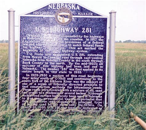 Nebraska Historical Marker Us Highway 281 E Nebraska History