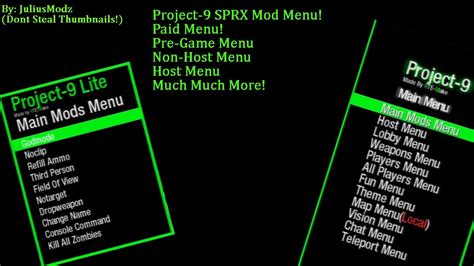 This niggled the tech part of my brain which says that anything is possible given the correct knowledge and perseverance. PS3/MW3/SPRX Exodus Mod Menu  Project-9 Zombies SPRX Mod Menu (Pre-Game ...