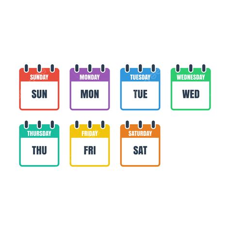 Days Of The Week Vector Days Of The Week Weekly List Of The Day Png