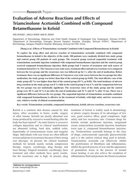 Pdf Evaluation Of Adverse Reactions And Effects Of Triamcinolone