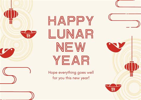 Cream And Red Modern Lunar New Year Card Templates By Canva