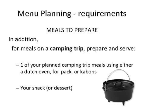 Cooking Merit Badge Menu Planning Requirements 5 6