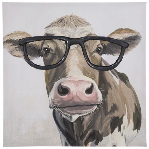 Brown Cow With Glasses Canvas Wall Decor Hobby Lobby 1947399