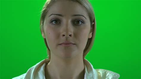 Close Up Of Women Face Portrait Against Green Screen 1080